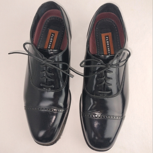 Florsheim 'Lexington Brogue' Black Patent Leather Lace-Up Oxford Sz. 8D EUC - Picture 6 of 16